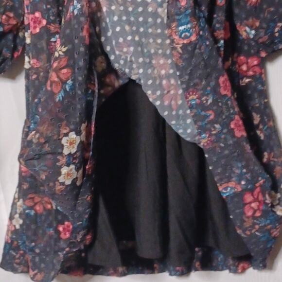 To La Roo Girls Black Floral  Tunic Neck Midi Dress. Size 14 - Picture 10 of 15